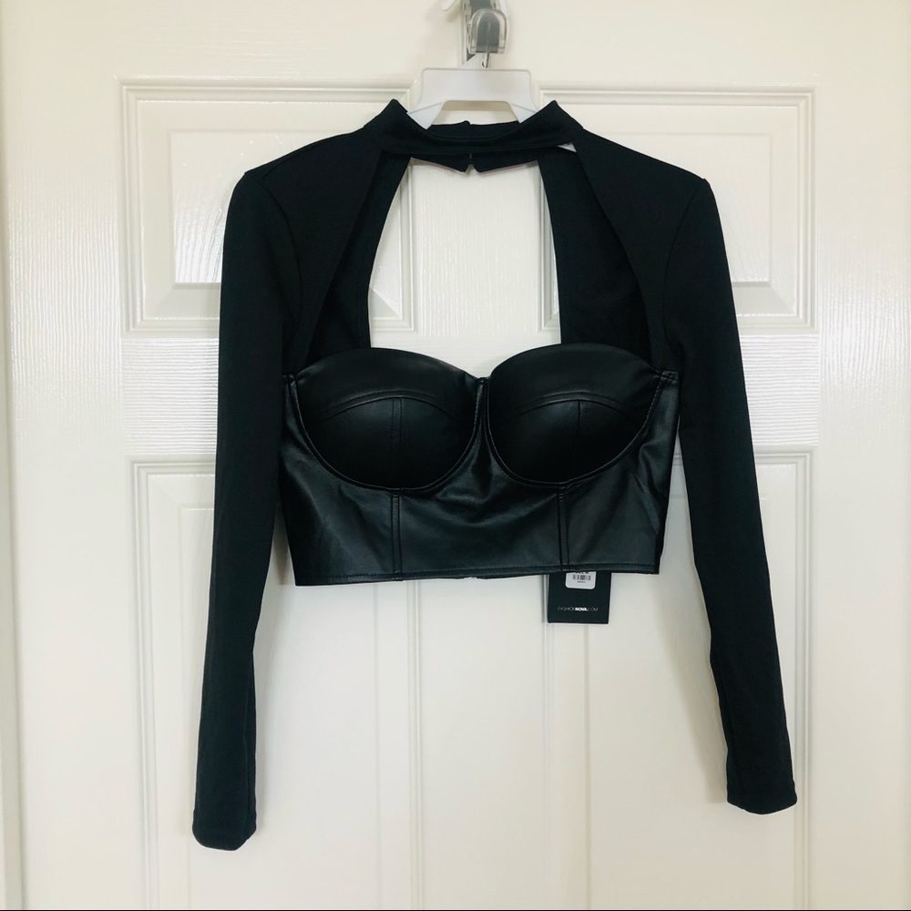 NWT Fashion Nova Lovin' You Faux Leather Bustier